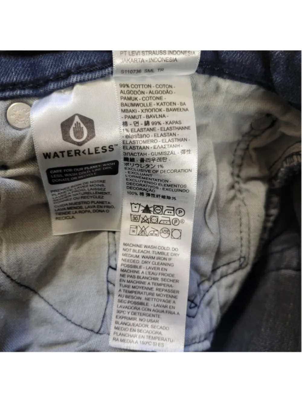 Levi's 514 Straight Cotton Elastane Blend Blue Jeans Men's Size 33/32 Pre-owned